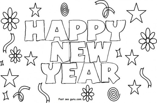 Printable New Year  2014 clipart Coloring Pages