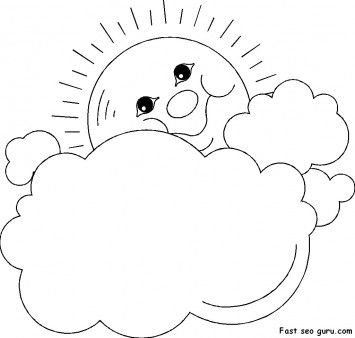 Prinable Sun and Clouds Frame coloring page