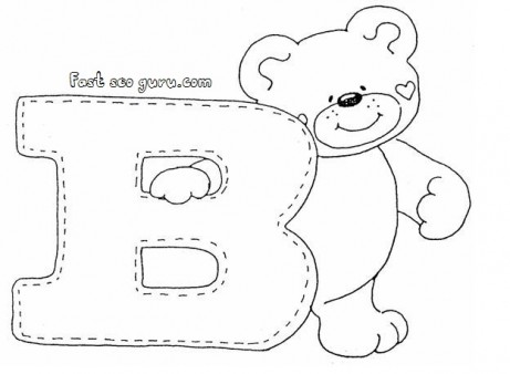 Print out letter B is for bear coloring pages for preschoolers