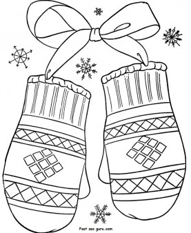 Print out winter mittens coloring pages
