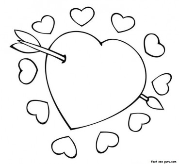 Cupid Arrow Through The Heart Valentine Coloring Pages