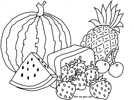 Print out Watermelon and pineapple coloring pages