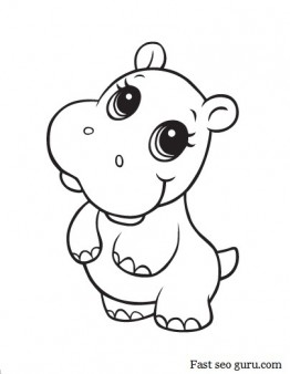 Printable Baby Hippo Coloring Pages