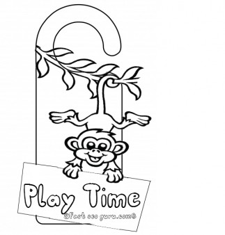 Printable monkey doorknob hanger craft for kids play time