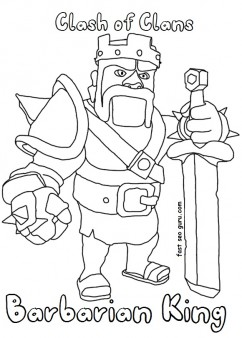 Printable clash of clans barbarianking coloring pages