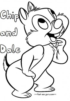Printable Chip and Dale cartoon coloring pages