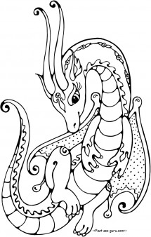 Printable female dragon coloring pages for kids