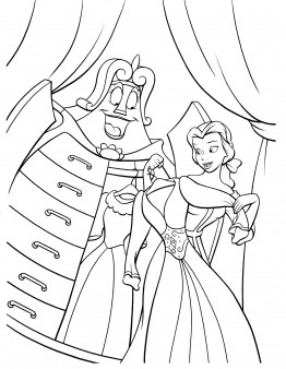 coloring pages Belle and Wardrobe