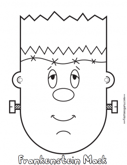 Halloween frankenstein mask cut out coloring pages