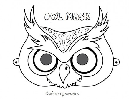 Printable owl mask preschool craft coloring pages