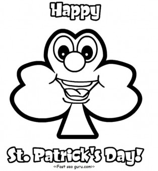 Print out happy st patricks day three leaf clover coloring pages