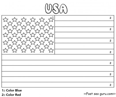 Printable usa flag color by number for preschool