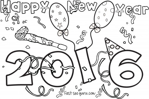 Happy new year 2016 coloring pages for kids