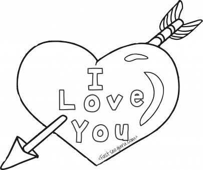 Printable valentines day hearts and arrow coloring pages