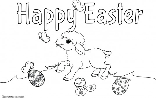 Printable happy easter lamb coloring pages