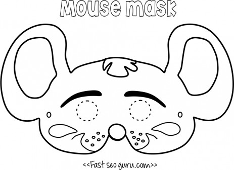 Printable mouse mask coloring in mask for kids