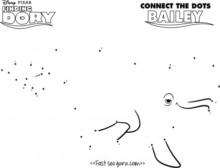 Printable finding dory connect the dots Bailey coloring page