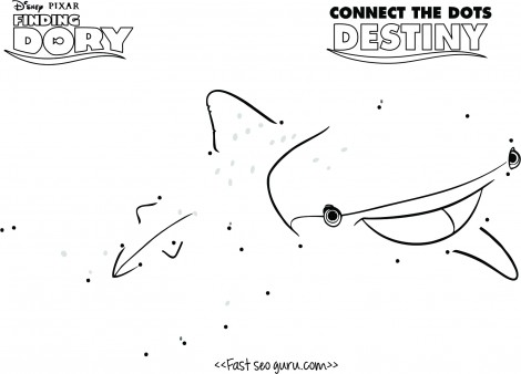 Printable finding dory dot to dot destiny coloring page