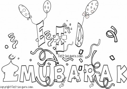Eid mubarak coloring pages for kids