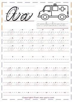 Printable cursive handwriting practice sheets letter a