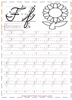 cursive handwriting tracing worksheets for practice letter F