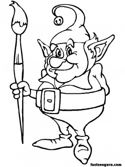 Print out coloring  pages of Christmas Elves father