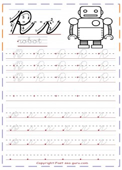 cursive handwriting tracing worksheets letter r for robot