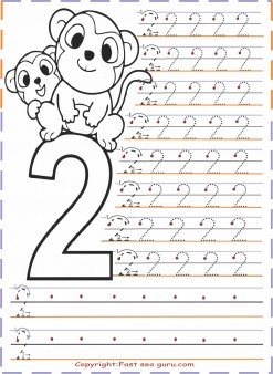 Numbers tracing worksheets 2 for kindergarten