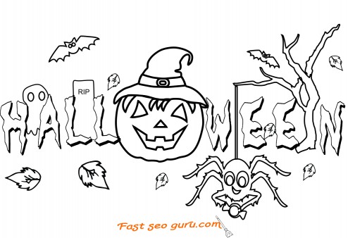 Happy halloween pumpkin scary coloring pages