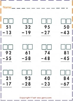 print out two digit Subtraction maht worksheets