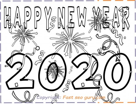 Printable happy new year 2020 coloring pages