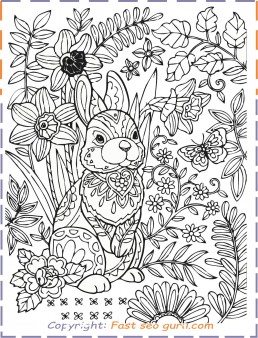 Easter bunny colouring pages for adults