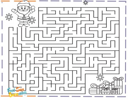 christmas maze santa claus gifts coloring pages