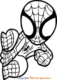 Baby spiderman coloring in pages for kids