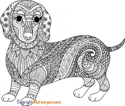 cute dog pictures for colouring adults