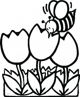 Print out pictures Coloring pages bee with tulips