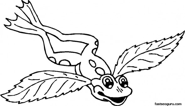 Printable Coloring pages for kid Frog With Wings