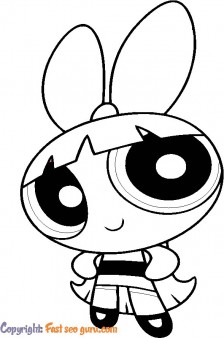 picture to color blossom powerpuff to print