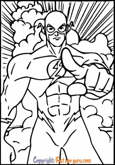 Page to color flash superhero for kids