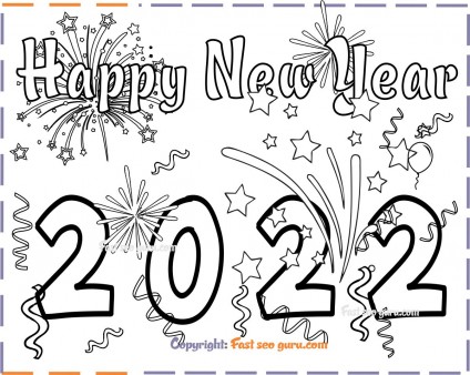 New Years 2022 coloring page for kids