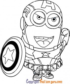 minion captain america coloring pages
