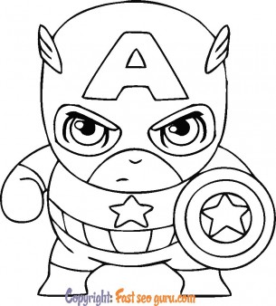 Easy kids coloring pages Captain America to print