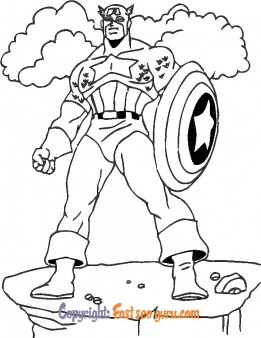 Easy free Captain America coloring page to print
