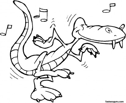 Kids coloring pages Alligator Rock And Roll online