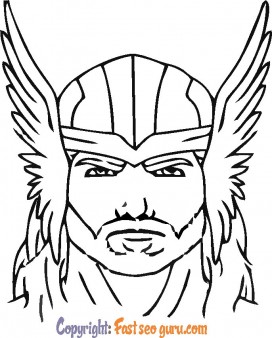 thor superhero face coloring pages