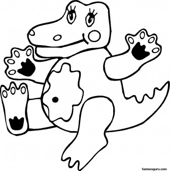 kids coloring pages print out of  jungle Crocodile Kids