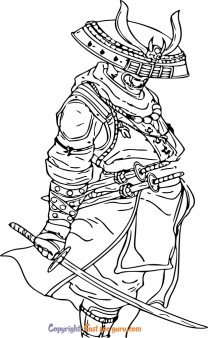 Armored Samurai with Sword coloring pages
