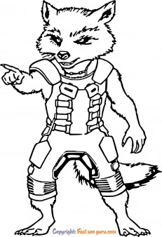 Rocket raccoon coloring pages