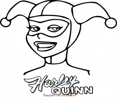 harley quinn easy face coloring pages