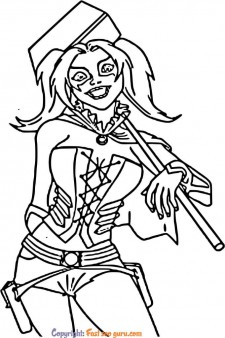 harley quinn coloring page for kids